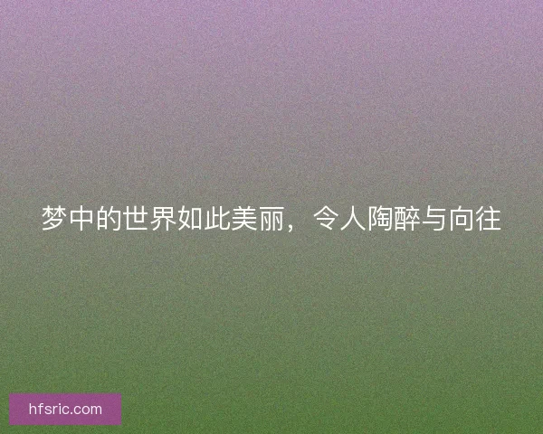 梦中的世界如此美丽，令人陶醉与向往
