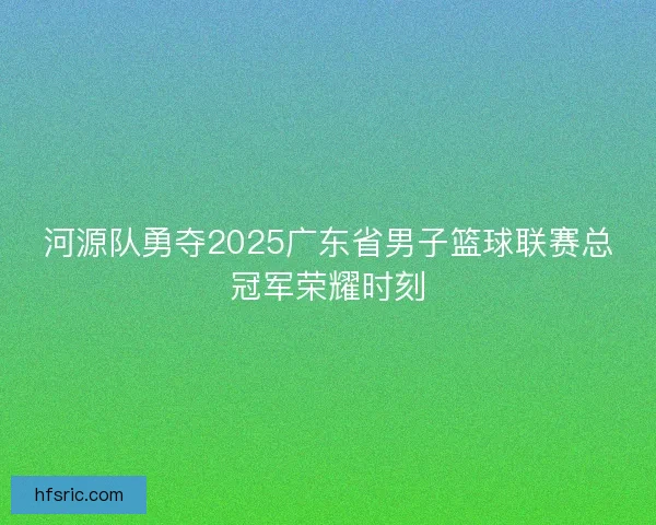 河源队勇夺2025广东省男子篮球联赛总冠军荣耀时刻